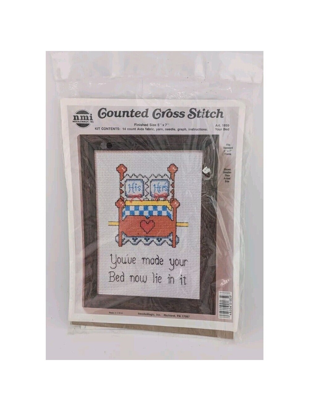 Needle Magic Counted Cross Stitch Kit 5"X7" His Hers Bed Vintage Crafts Vintage